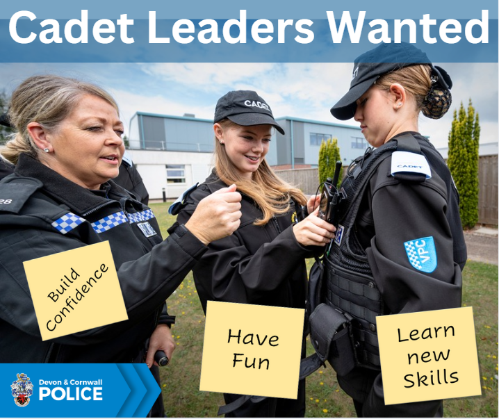 Could you positively impact your community?
Our cadets need great role models like you
Engage and inspire young people
Opportunities for Cadet Leaders in Devon and Cornwall
Learn alongside our Cadets
More Info: orlo.uk/YZOGm
<a href="/DC_Police/">Devon & Cornwall Police</a> <a href="/rocdevoncorn/">ROCdevoncorn</a> <a href="/wearesouthdevon/">We Are South Devon</a>