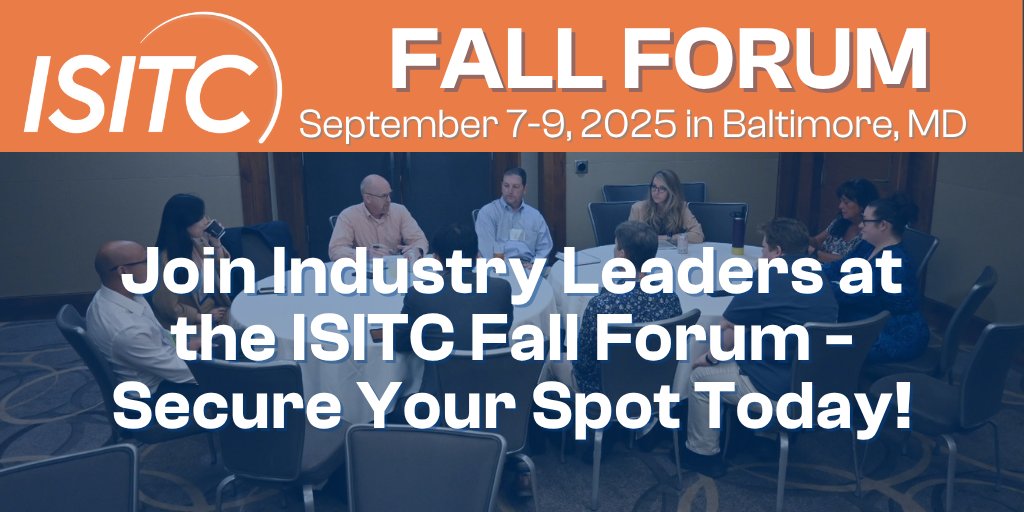 At this year’s ISITC Fall Forum, we’re bringing together industry leaders, innovators, and experts to explore the key developments shaping our industry. 

Join us September 7–9, 2025 in Baltimore, MD.

Reserve your spot today isitc.org/events/2025/fa…

#ISITCFallForum2025