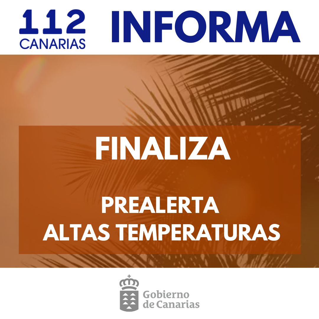 📢El Gobierno de Canarias finaliza la situación de #PrealertaTemperaturasMáximas en las islas occidentales y #GranCanaria

🗓️ 30/07
🕗 08:00 horas 

Más información ⬇️

www3.gobiernodecanarias.org/noticias/el-go…