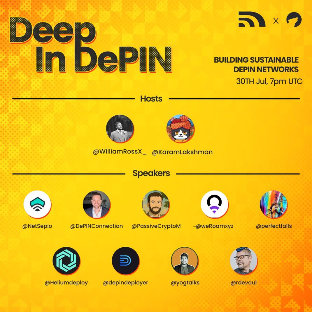 nultsch (@nultsch) on Twitter photo 🎉 DePIN fans! Set a reminder for Deep In DePIN ep.29 TODAY at 7 PM UTC! Join <a href="/WilliamRossX_/">William</a> & <a href="/KaramLakshman/">Karam Lakshman</a> with <a href="/DePINConnection/">DePIN Connection</a> & more to explore sustainable networks. Use #DeepInDePIN & sync your calendar! 📅 Details: x.com/i/spaces/1ynKO… ⬇️ 🎉 DePIN fans! Set a reminder for Deep In DePIN ep.29 TODAY at 7 PM UTC! Join <a href="/WilliamRossX_/">William</a> & <a href="/KaramLakshman/">Karam Lakshman</a> with <a href="/DePINConnection/">DePIN Connection</a> & more to explore sustainable networks. Use #DeepInDePIN & sync your calendar! 📅 Details: x.com/i/spaces/1ynKO… ⬇️