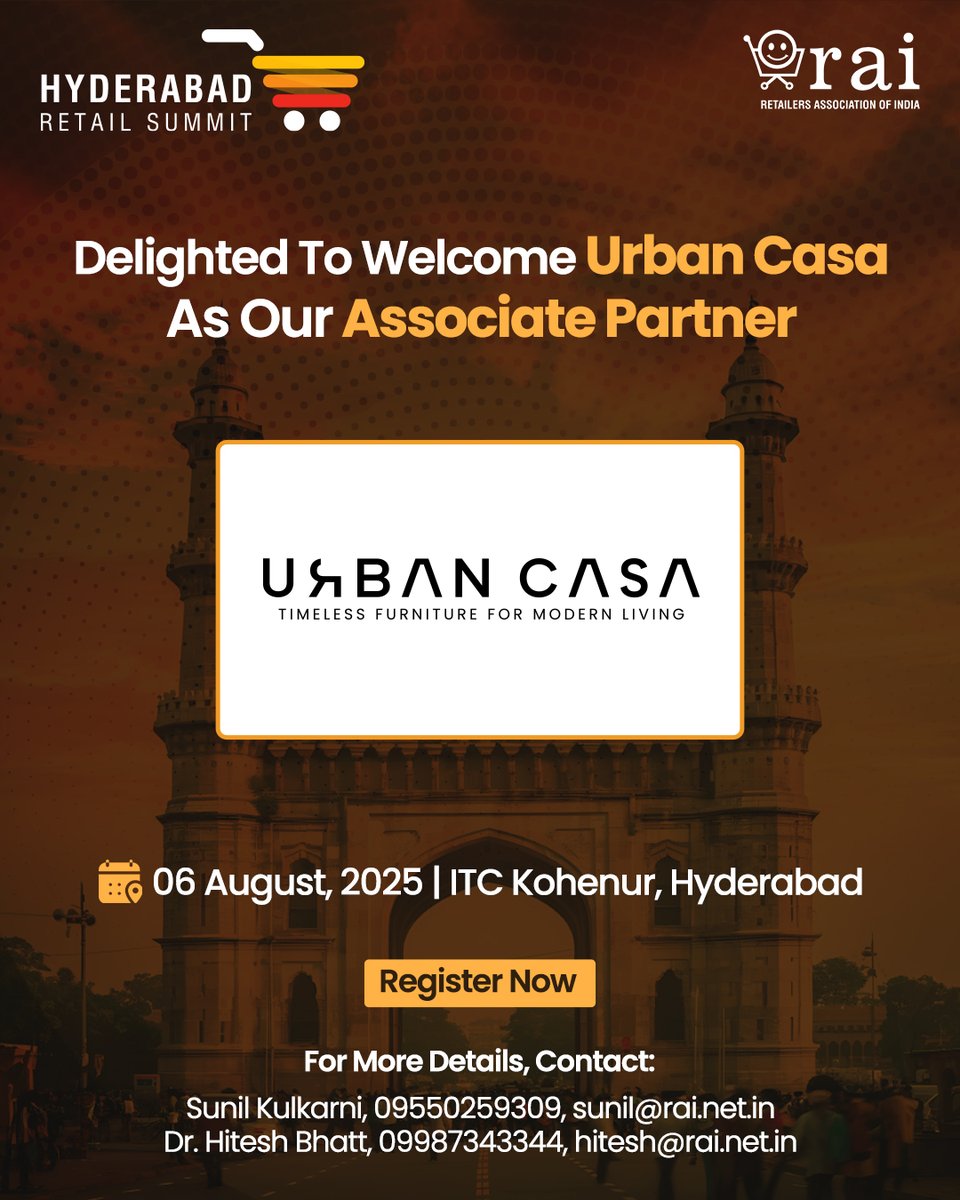 Design meets emotion at the Hyderabad Retail Summit 2025!

We’re thrilled to welcome Urban Casa as our Associate Partner!

Urban Casa, the affordable premium furniture label from the esteemed Raichandani Group, brings together timeless elegance and contemporary comfort. Guided by