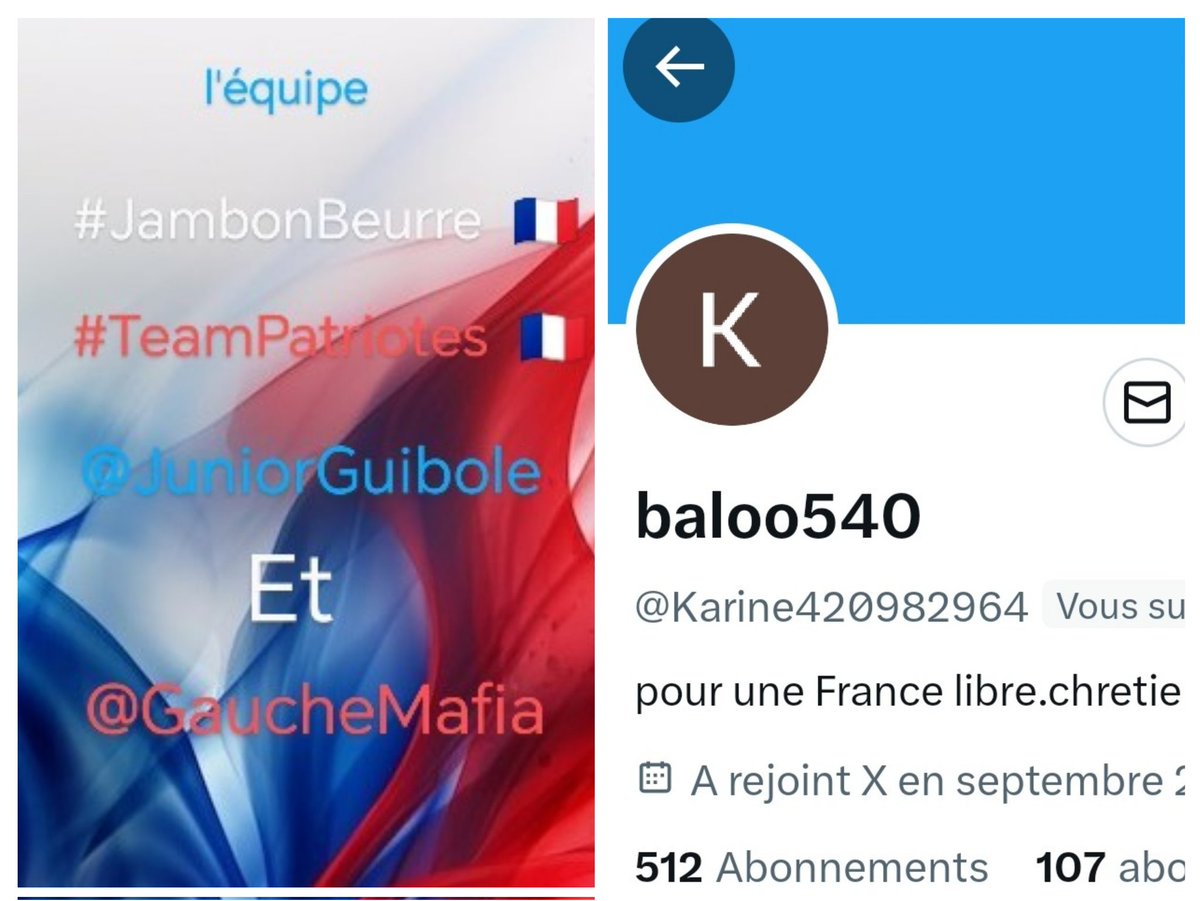 INFO🚨Merci de partager !🚨
Mes amis abonnés😉
Ainsi que l'équipe #JambonBeurre #TeamPatriotes 🇨🇵
Notre amie <a href="/Karine420982964/">baloo540</a>    👍
Aurait besoin d'un petit coup de pouce pour grossir sa TL!🥳
Et ainsi lui donner plus de visibilité!
Merci de vous abonner à elle !🙏
Et n'oubliez