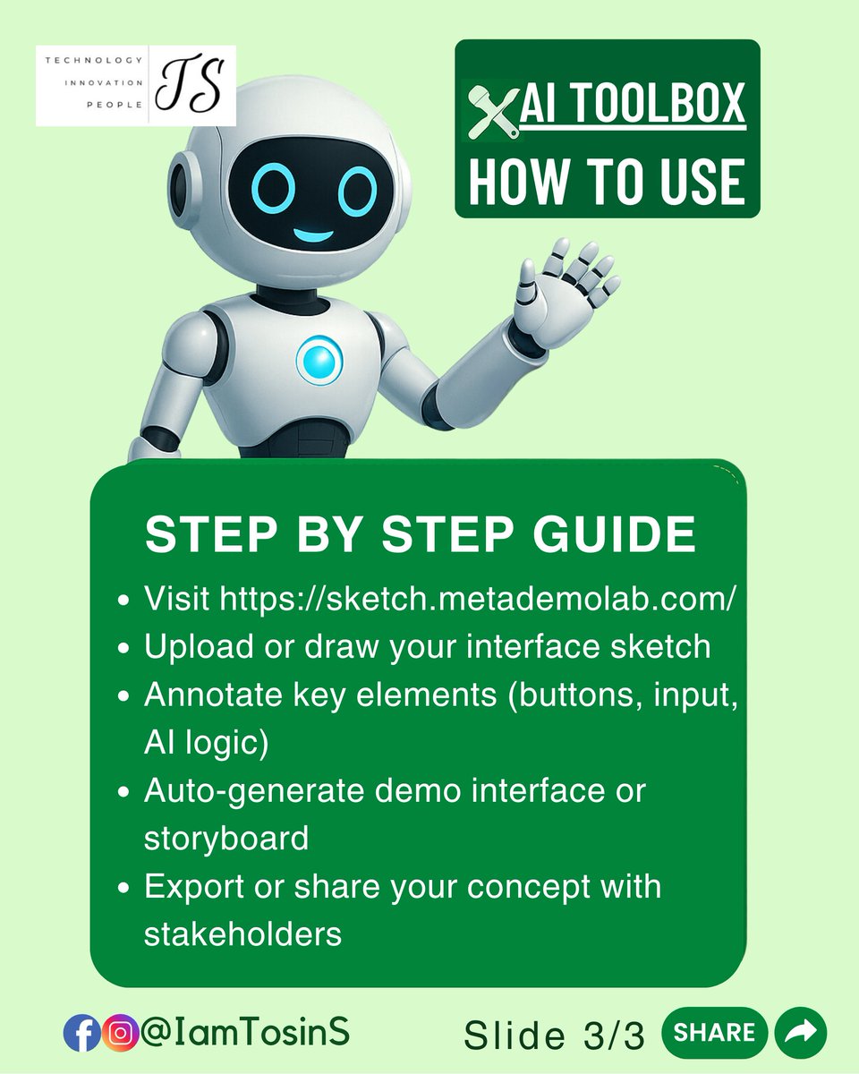 nysot's tweet image. Do you have a sketchy idea? Turn it into a working demo.
From napkin sketch ➡️ demo magic.
🚀 Innovators, meet your new secret weapon.
#Prototyping #AIProductDesign #UXTools #AIForBuilders #IamTosinS #AIwithTosinS #ToolswithTosinS #AIToolboxwithTosinS