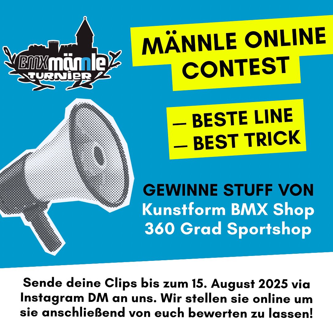 Wir mussten nach fünfzehn Jahren zum ersten Mal unser BMX Festival wegen fehlender Sponseren-Gelder absagen. Das hält uns aber nicht davon ab zumindest einen Online-Contest zu veranstalten. Wir sind auf den Zuspruch gespannt! / bmx-männle.de