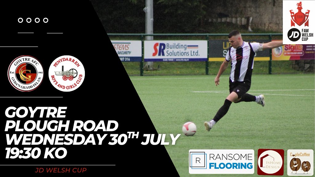 Penydarren BGC (@penydarrenfc) on Twitter photo Match Day ๐
We make the trip to Goytre to replay the fixture this evening ๐
๐ <a href="/GoytreFC/">Goytre Football Club</a>
๐๏ธPlough Road
โฐ 19:30 KO
๐ NP4 0AL
๐ JD Welsh Cup
Come and support the team โซ๏ธโช๏ธ
#Uppapen Match Day ๐
We make the trip to Goytre to replay the fixture this evening ๐
๐ <a href="/GoytreFC/">Goytre Football Club</a>
๐๏ธPlough Road
โฐ 19:30 KO
๐ NP4 0AL
๐ JD Welsh Cup
Come and support the team โซ๏ธโช๏ธ
#Uppapen