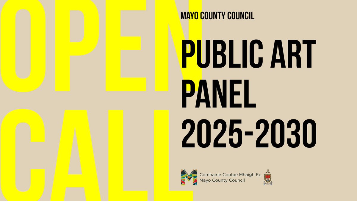 🎨 Open Call: Mayo Public Art Panel 2025–2030
Artists, collectives + orgs invited to apply for public art commissions via the Per Cent for Art Scheme.
📅 Deadline: 26 Sept, 5pm
📢 Info session: 15 Aug, 11am – email aotoole@mayococo.ie
💻 Apply: shorturl.at/lNNnO