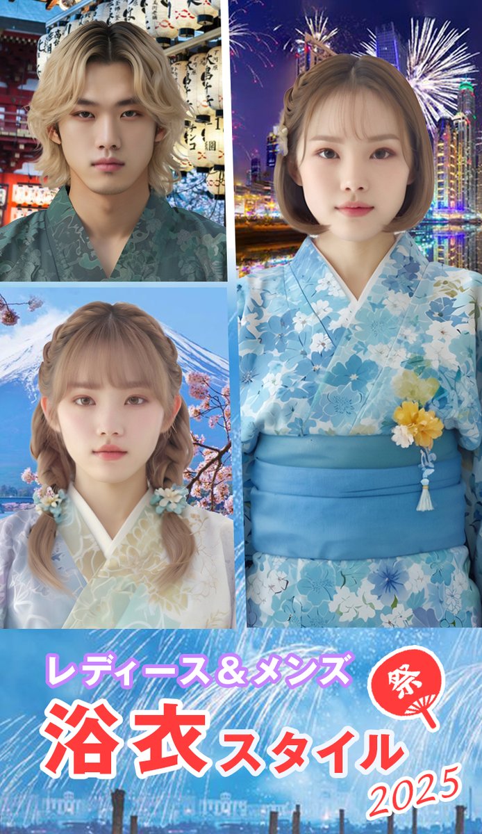 #ヘアスタイルデザイナー の浴衣スタイルをご紹介！
お出かけする予定がない人もヘアスタイルデザイナーで似合う浴衣の色×髪型をシミュレーションしてお祭り気分♪
浴衣を着る予定の人は美容室への予約を忘れずに。👘

rasysa.com/hsd/