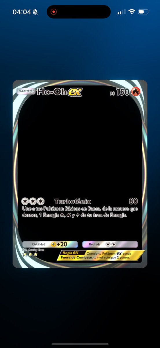 Tras la polémica con el arte y no llegar con los tiempos para corregirlo, si sacás las cartas inmersivas de Ho-Oh o Lugia te ponen un placeholder 👀

If you hit Ho-Oh / Lugia immersive cards you will see a placeholder instead 👇🏽 

#PokemonTCGPocket