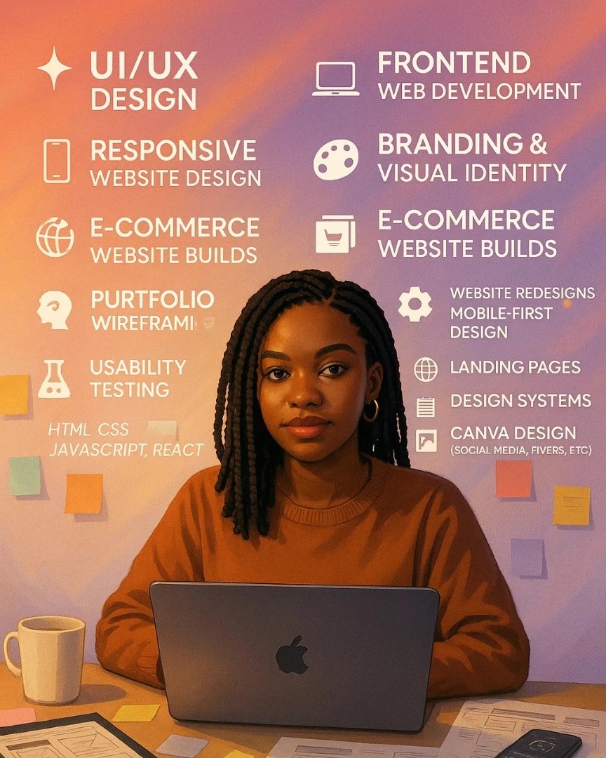 Adesewa | Frontend Dev + UI/UX Designer (@shewadevdesigns) on Twitter photo Good morning
Got a project in mind ?... Let's work together
Book me-tally.so/r/wkB041
I create visually appealing, functional, responsive websites and designs that helps brands and businesses stands out among others
<a href="/TosinOlugbenga/">Tosin Olugbenga</a> Good morning
Got a project in mind ?... Let's work together
Book me-tally.so/r/wkB041
I create visually appealing, functional, responsive websites and designs that helps brands and businesses stands out among others
<a href="/TosinOlugbenga/">Tosin Olugbenga</a>