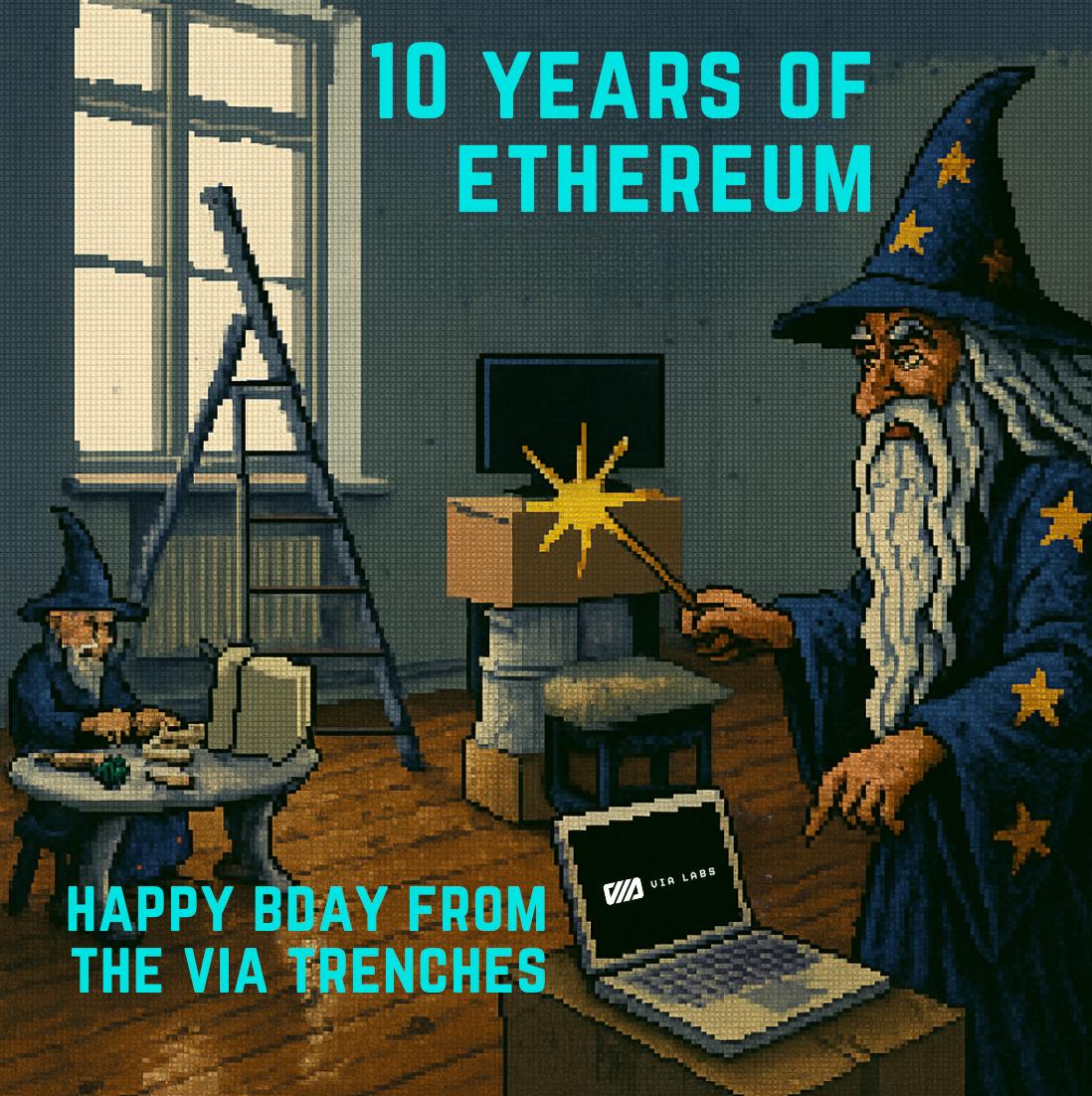 VIA_Labs's tweet image. Happy 10th birthday, @Ethereum! 🎂
10 years of gas, forks, memes, and magic internet money, and still going strong.
From all of us at VIA Labs: thanks for starting the smart contract party.
We’ll keep wiring messages across the multichain so you don’t have to. 😉
Here’s to…