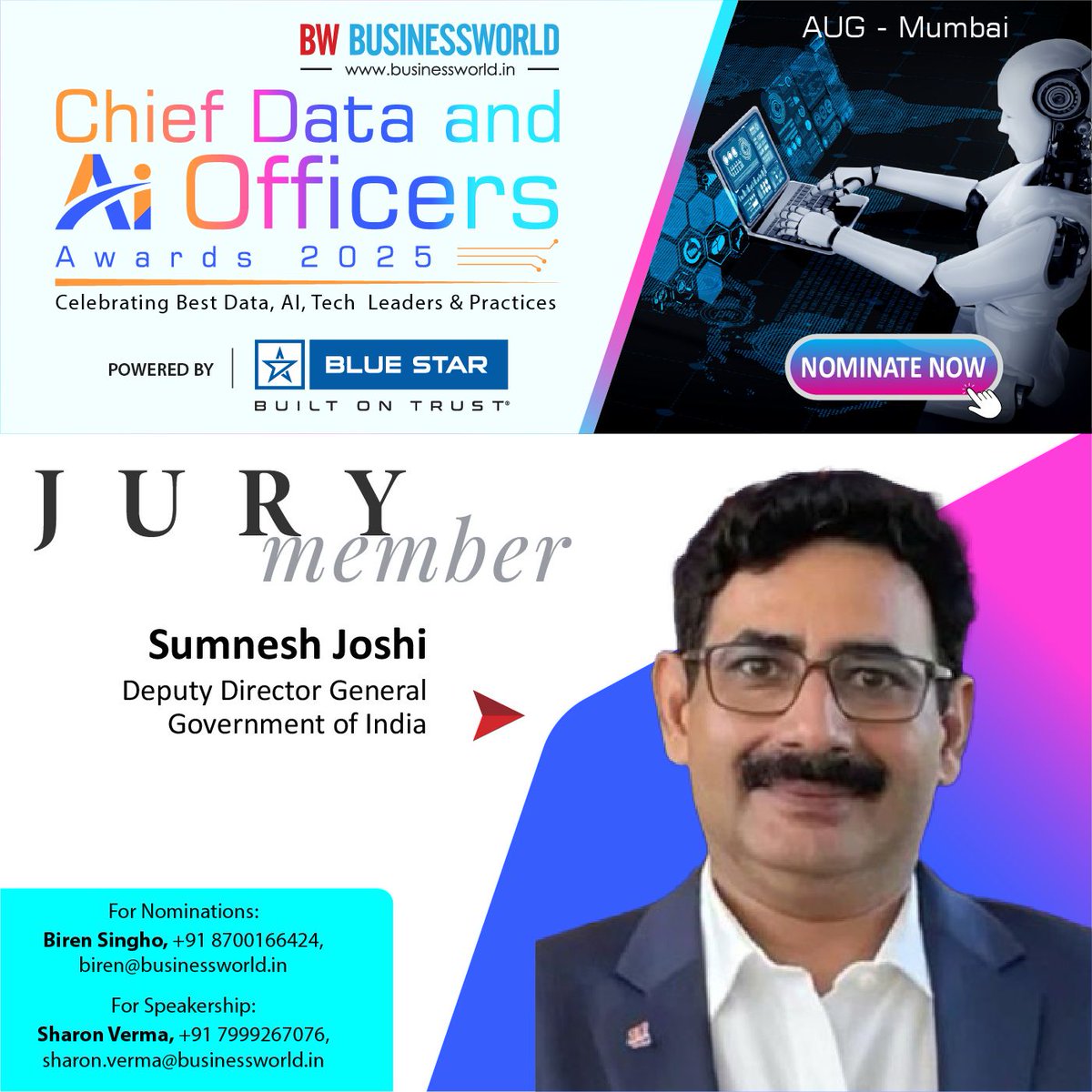 Seize Your Moment: Nominate Now for #CDAIO 2025
bwevents.co.in/bw/chief-data-…

Announcing Our Esteemed Jury for the BW Businessworld Chief Data and AI Officers Awards 2025!

We’re proud to present the experts who will evaluate India’s top Data &amp; AI leaders:

- Neeta Verma, Chief