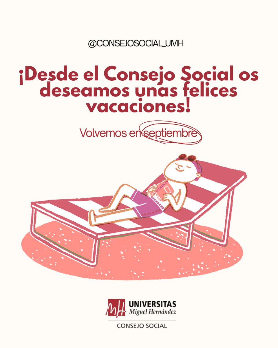 El Consejo Social de la UMH inicia sus vacaciones. Ha sido un curso lleno de trabajo, compromiso y colaboración. ¡Volveremos pronto con energías renovadas y nuevos proyectos para seguir construyendo universidad junto a toda la comunidad! 🌞📘