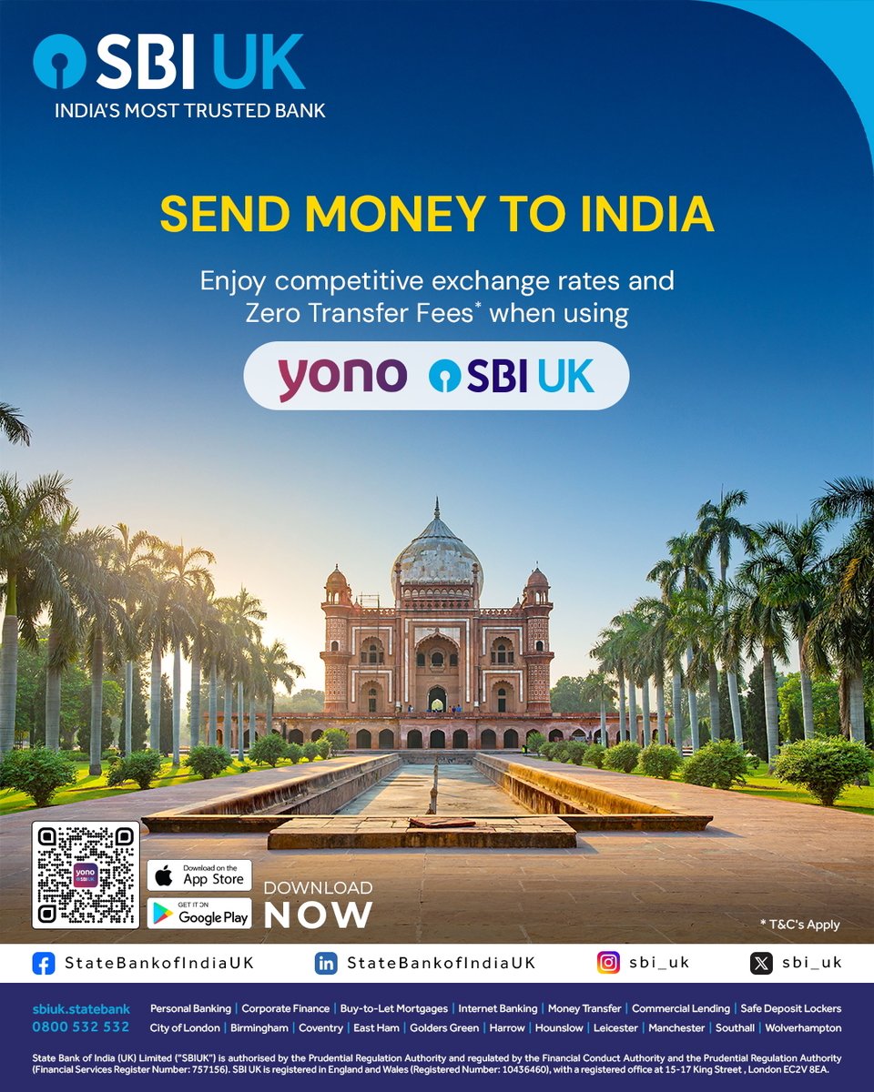 With YONO SBI UK, enjoy competitive exchange rates and zero transfer fees  on every remittance to India. Download the YONO SBI UK app:  https://t.co/7kSiHflWJL #sbiuk #yonosbiuk #moneytransfer #remit