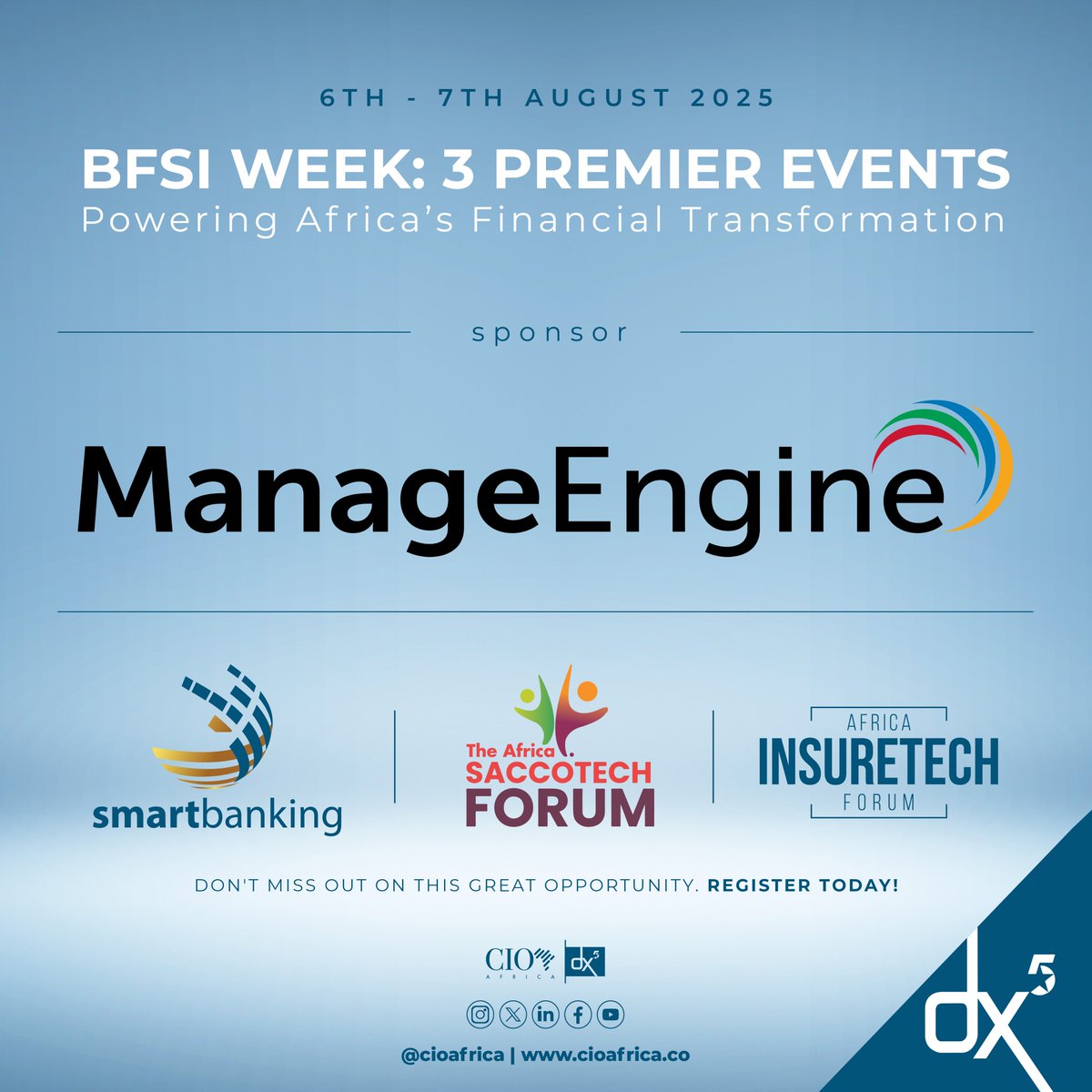 We’re proud to welcome ManageEngine, the enterprise IT management division of Zoho Corporation, as a 90° Sponsor for BFSI Week, taking place on August 6–7, 2025 in Nairobi, Kenya.

Known for empowering organizations with real-time IT operations, security, and service management