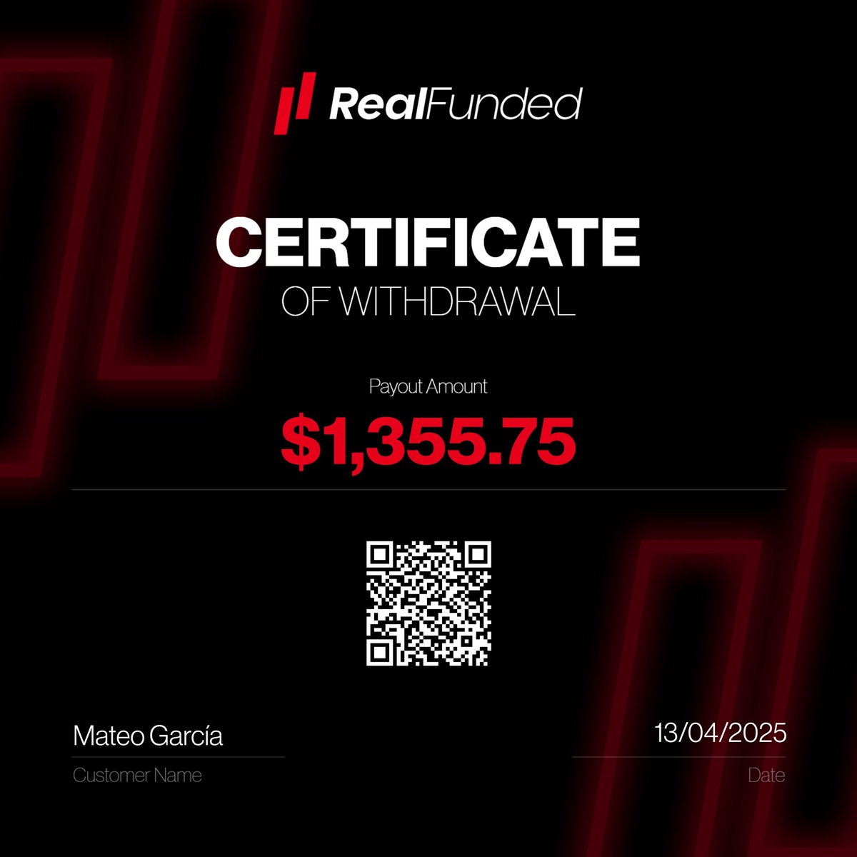 Mateo bagged $1,355.75 in profit💰 

At RealFunded, payouts aren't promises, they're proof.

If you're intrigued, here's your shot: grab a $6 account and start trading for real👇
realfunded.com/6