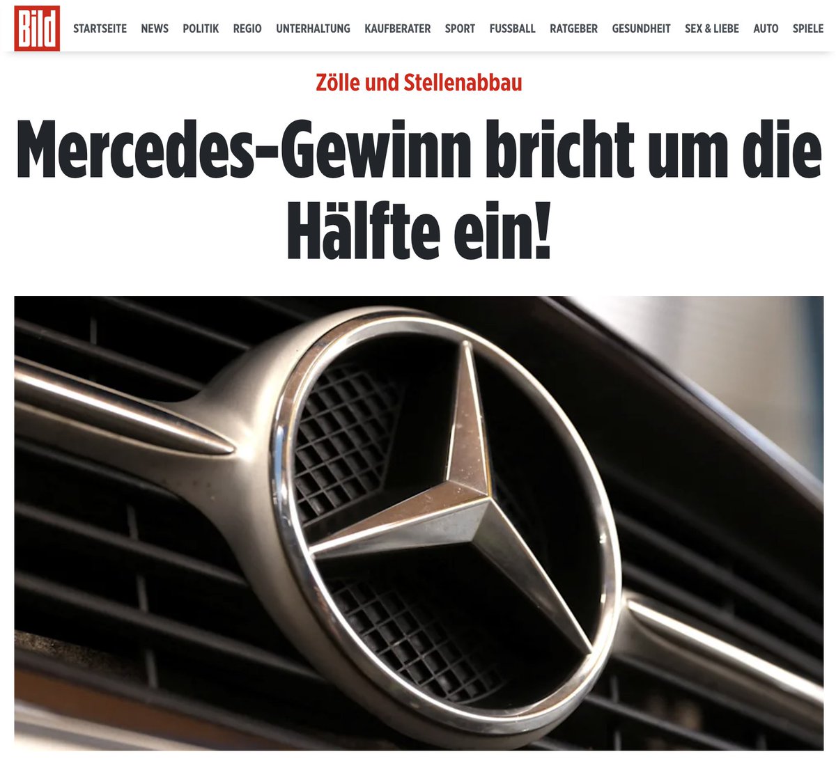 Jetzt auch Gewinneinbruch bei Mercedes: Die AfD warnt seit Jahren vor der Zerstörung der Automobilindustrie und damit einer der wichtigsten Säulen unserer Wirtschaft. Die CDU führt die dafür ursächliche Politik unbeirrt fort! #DeshalbAfD