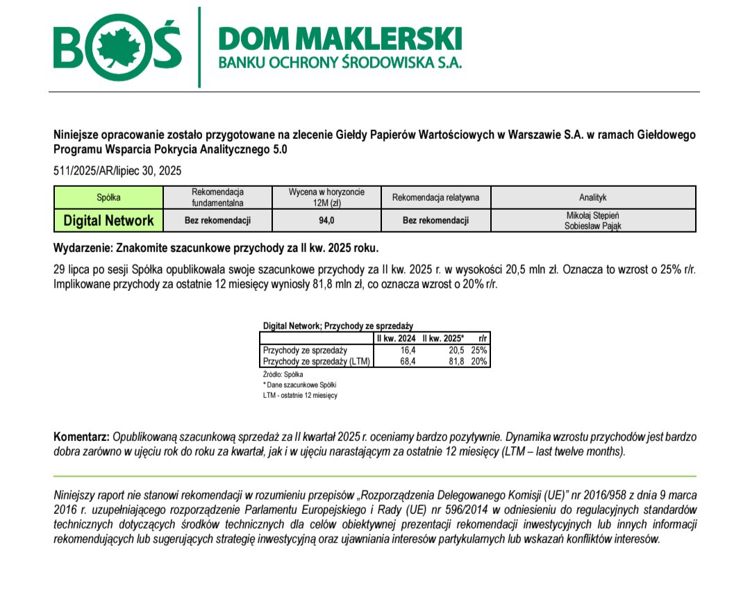 Lukasz_on_GPW's tweet image. DM BOŚ SA: #Digital_Network: Znakomite szacunkowe przychody za II kw. 2025 roku.