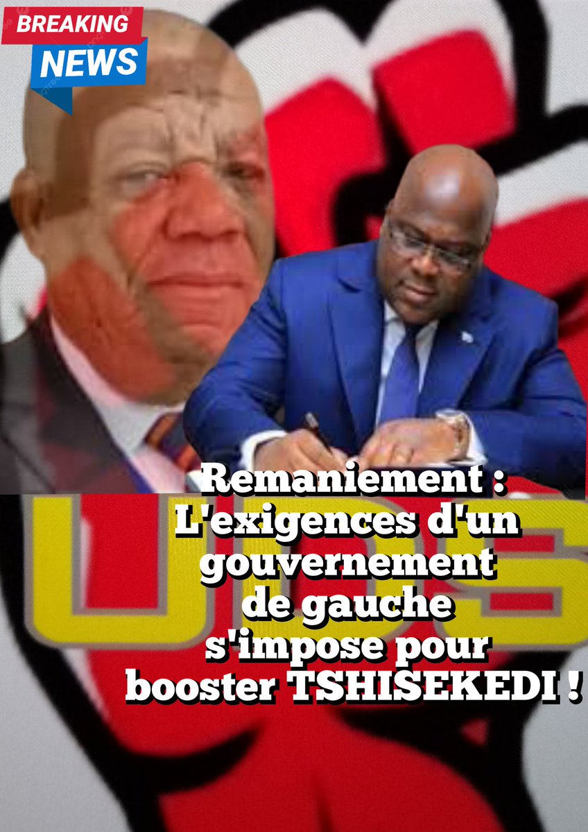 🔴BREAKING NEWS|#RDC : Remaniement, dans un virage politique decisif L'UDS du Pdt Crispin KABASELE TSHIMANGA, exige un Gouvernement de gauche au-delà des quotas, des poids politiques et des chantages habituels, pour booster le mandat du Pdt Félix TSHISEKEDI !
VOIR COMMUNIQUÉ 👇🏾