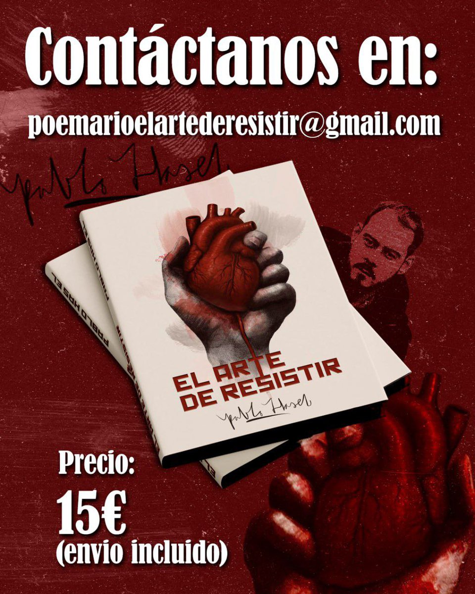 Pablo Hasel (@pablohasel) on Twitter photo 📖 "Castillo en el aire", extraído del último poemario de Pablo Hasél publicado desde la cárcel.
Si quieres comprar "El arte de resistir", escribe un correo: poemarioelartederesisitir@gmail.comcentre 📖 "Castillo en el aire", extraído del último poemario de Pablo Hasél publicado desde la cárcel.
Si quieres comprar "El arte de resistir", escribe un correo: poemarioelartederesisitir@gmail.comcentre