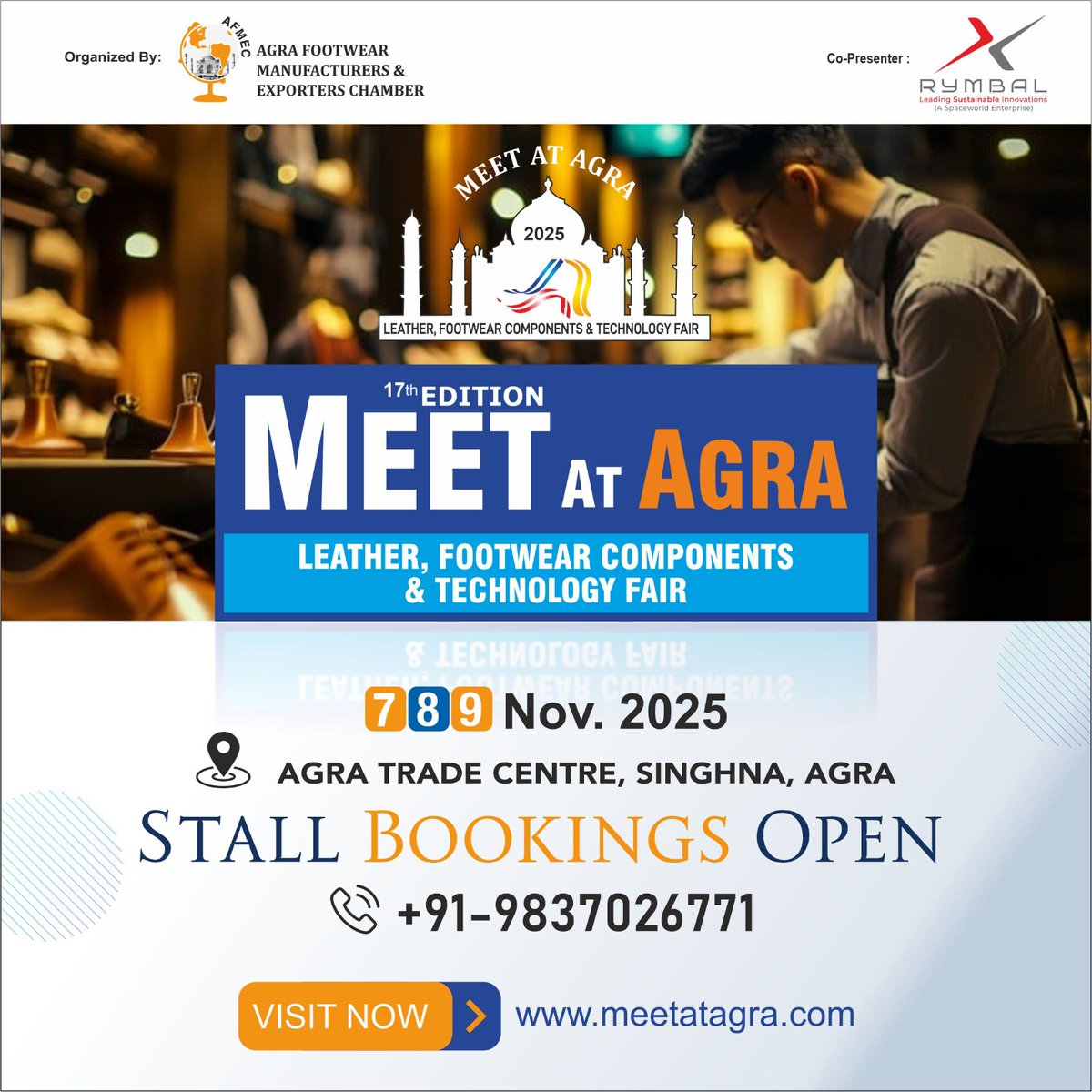AfmecAgra's tweet image. Meet At Agra 2025

India's Biggest Leather, Footwear Components &amp;amp; Technology Fair.

🗓 Date: 07-08-09 November 2025
📍Venue: Agra Trade Centre, Agra

!!Book Your Space Now!!

Call 📞 +91-9837026771

#MeetatAgra2025  #AFMEC
#LeatherFair #ComponentsFair #Technologyfair #B2BFair