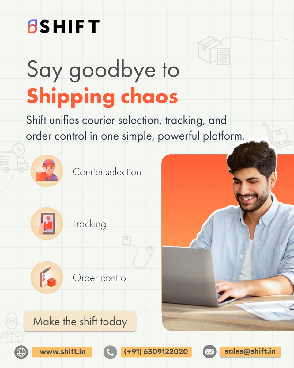 shipwithshift's tweet image. Sick of juggling couriers, tracking pages &amp;amp; delayed orders?
📦 SHIFT puts it all in one place.
✅ Courier selection
✅ Live tracking
✅ Order control
All in one dashboard.
Try it 👉 shift.in
#LogisticsSimplified #ShippingIndia #EcomSupport  #ShiftLogistics