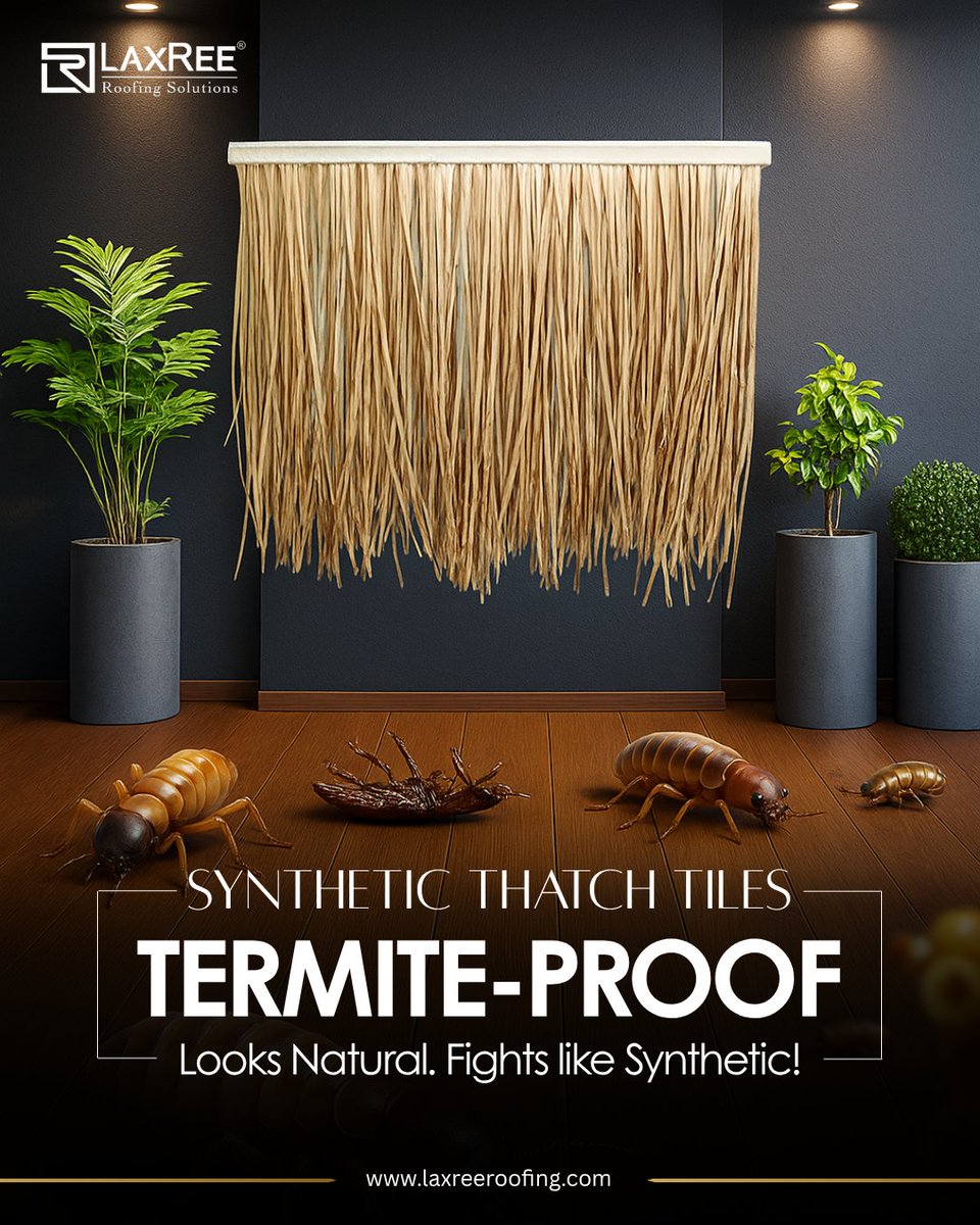 LaxReeRoofing's tweet image. LaxRee Roofing Solutions - Synthetic Thatch Tiles

✅ Termite-Proof 
✅ Natural Look 
✅ Low Maintenance

🔗 laxreeoofing.com

#LaxReeRoofing #SyntheticThatch #TermiteProof #EcoRoofing #LuxuryResorts #ArchitectsChoice #SustainableDesign #HospitalityRoofing #InsectResistant