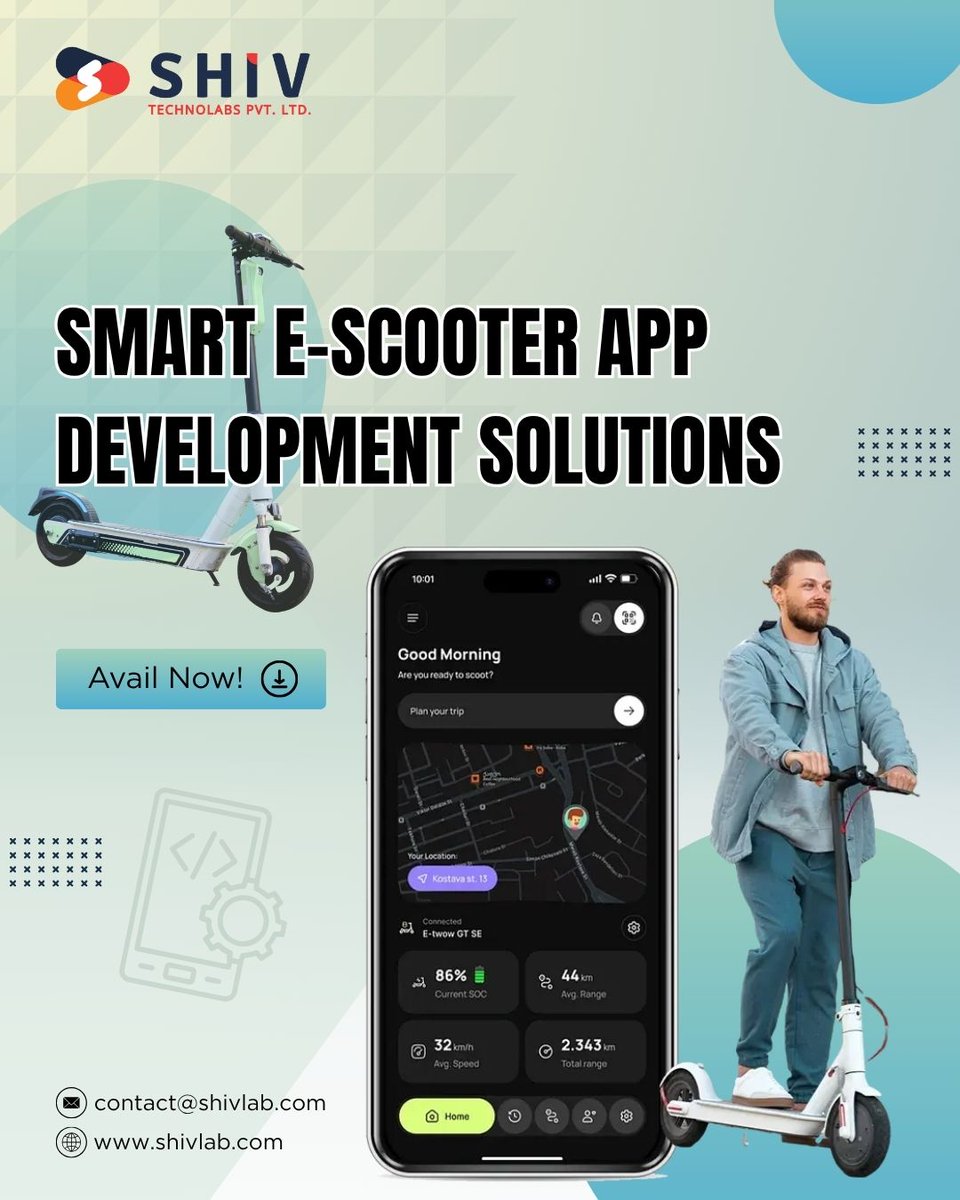 𝗟𝗼𝗼𝗸𝗶𝗻𝗴 𝘁𝗼 𝗹𝗮𝘂𝗻𝗰𝗵 𝘆𝗼𝘂𝗿 𝗼𝘄𝗻 𝗲-𝘀𝗰𝗼𝗼𝘁𝗲𝗿 𝗿𝗲𝗻𝘁𝗮𝗹 𝗮𝗽𝗽? 🛴📱

At Shiv Technolabs, we build smart, user-friendly e-scooter apps!

🌐 shivlab.com/escooter-app-d…

#escooterapp #emobilitysolutions #escooterdevelopment #shivtechnolabs #knightcoders