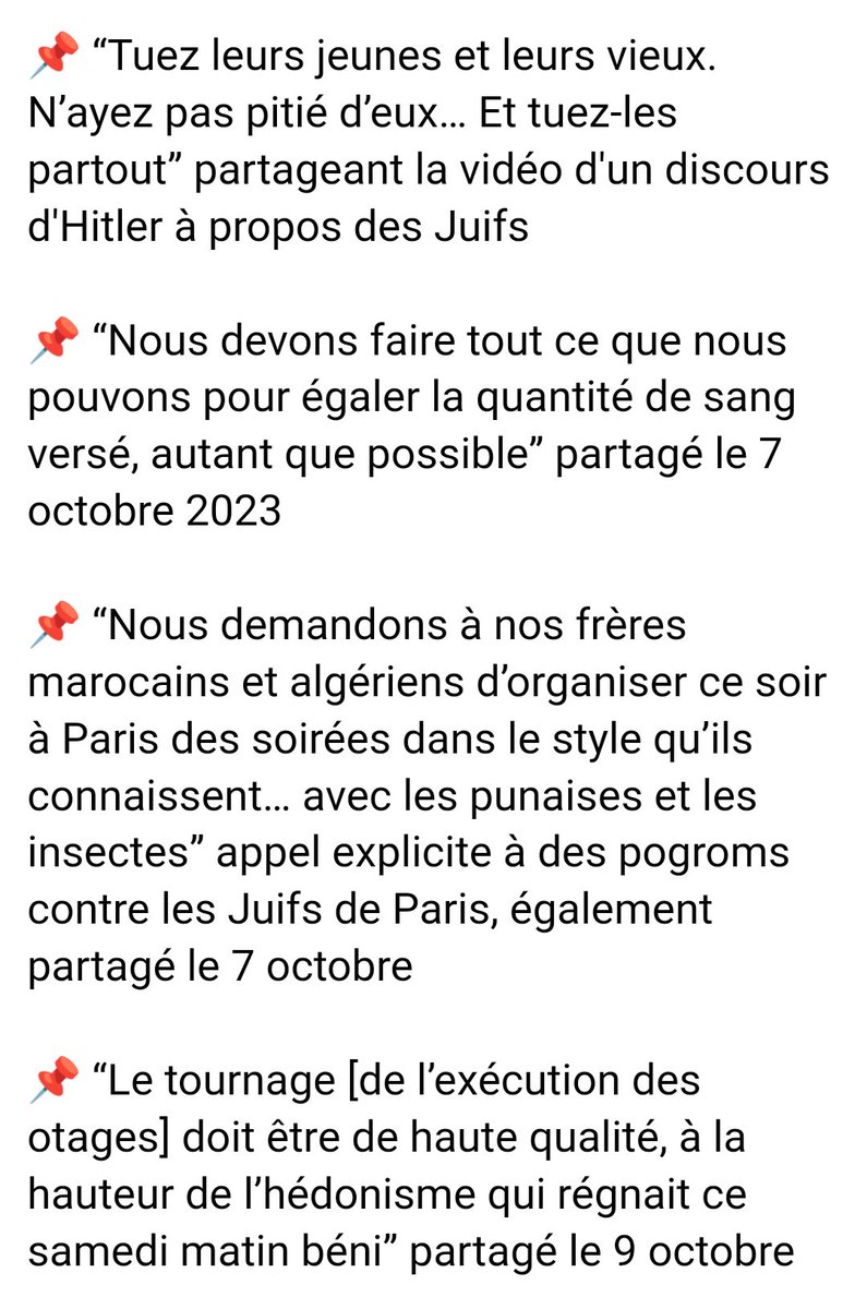 Nour Atallah, la pauvre et innocente réfugiée de Gaza accueillie par Macron:
Elle a effacé tous ses posts et désactivé tous ses comptes.

Ce qu'elle n'a pas pu faire en Israël, elle le fera en France. Des centaines comme elle arrivent bientôt!

Voilà voilà...🇵🇸