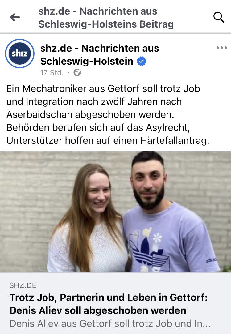 Herrje, wie ist so ein Irrsinn möglich? Aliev lebt seit 12 Jahren in 🇩🇪 , hat hier seinen Realschulabschluss gemacht, dann eine Ausbildung zum Mechatroniker, engagiert sich im Ehrenamt. Der geht jeden Tag arbeiten, liegt niemanden auf der Tasche. 
Wir haben sie nicht mehr alle.