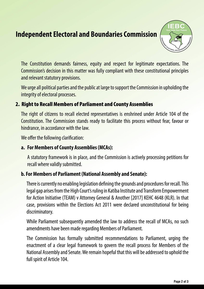 We see you <a href="/IEBC/">IEBC</a>, so all this long there hasn’t been a legal framework to govern the recall of the Member of Parliament? Well, what happens to our petition against Nairobi Woman Rep Esther Passaris?

Try and compromise the process and face the full force of the people.

This is
