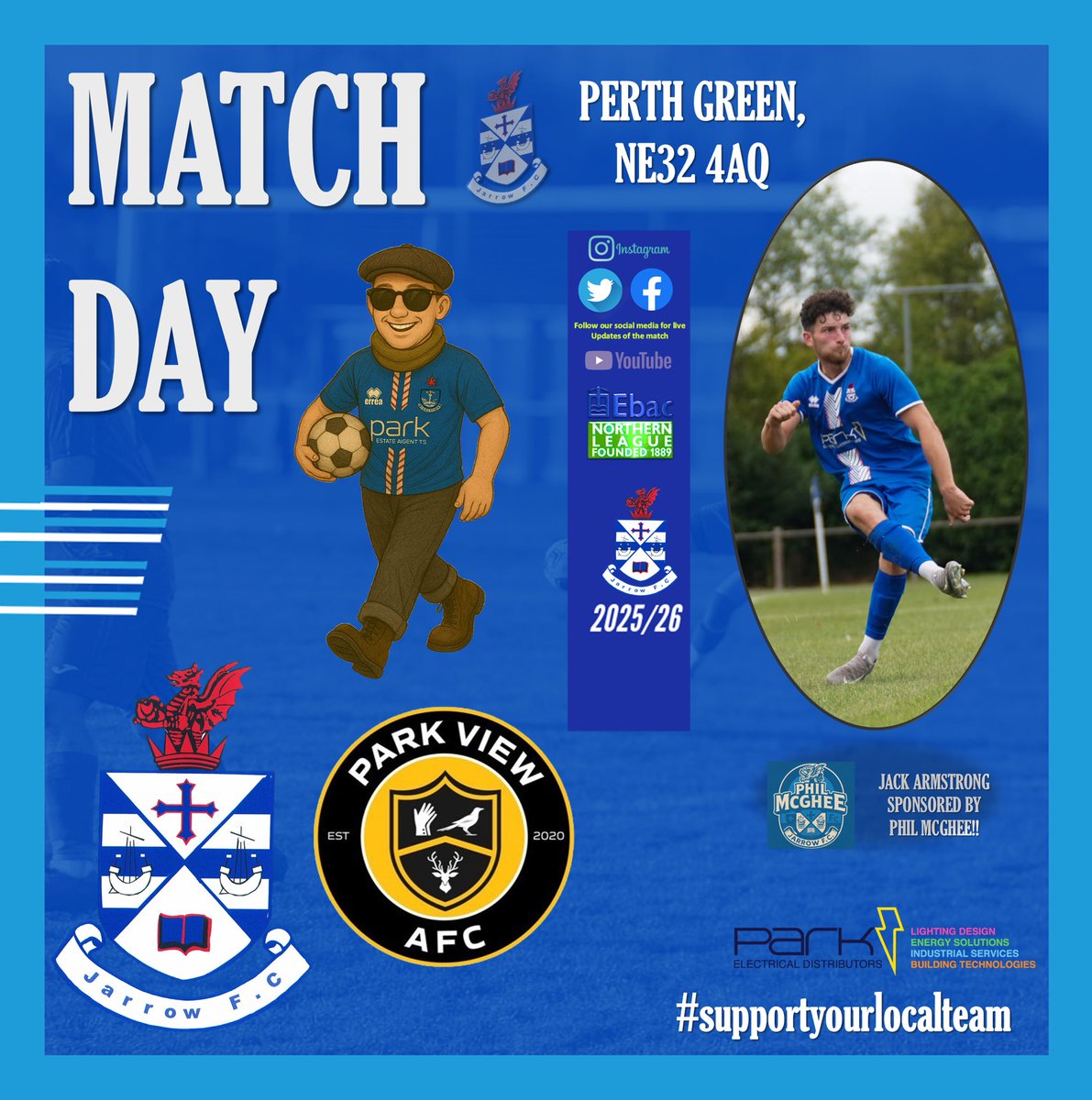 Jarrow FC (@jarrow_fc) on Twitter photo MATCH DAY!!
🗣️ “This evening we face Park View for our 2nd home game in 5 days!! Your support is greatly appreciated!!”
🆚 <a href="/ParkViewAFC/">Park View AFC</a>
🏆 NL2
⏰ 7.30pm
🏟 NE32 4AQ
🎟️ £5
📰 £1 Programme
proudly sponsored by <a href="/Park_Electrical/">Park Electrical</a>
⚽️🔵⚪️🔵⚪️⚽️ MATCH DAY!!
🗣️ “This evening we face Park View for our 2nd home game in 5 days!! Your support is greatly appreciated!!”
🆚 <a href="/ParkViewAFC/">Park View AFC</a>
🏆 NL2
⏰ 7.30pm
🏟 NE32 4AQ
🎟️ £5
📰 £1 Programme
proudly sponsored by <a href="/Park_Electrical/">Park Electrical</a>
⚽️🔵⚪️🔵⚪️⚽️