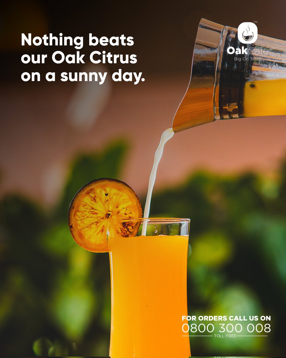 OakCafe_UG's tweet photo. When the sun is blazing, let Oak citrus do the cooling. Fresh, zesty and perfect😋

Passby any of our branches and indulge in this irresistible refreshment.

#BigOnTaste 
#OakCafeBukoto 
#OakCafeKyebando
#OakCafeKiraBulindo 
#FreeDeliveryAroundKampala https://t.co/yTiWpaC0uk