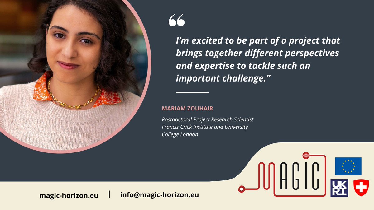 Developing gene therapies for rare muscular dystrophies comes with big challenges:

🔬 Lack of realistic muscle models
🧫 Targeted delivery without triggering immune responses

Mariam Zhouhair (<a href="/TheCrick/">The Francis Crick Institute</a>) shares how the MAGIC project is tackling these.

🔗magic-horizon.eu/news/meet-cric…