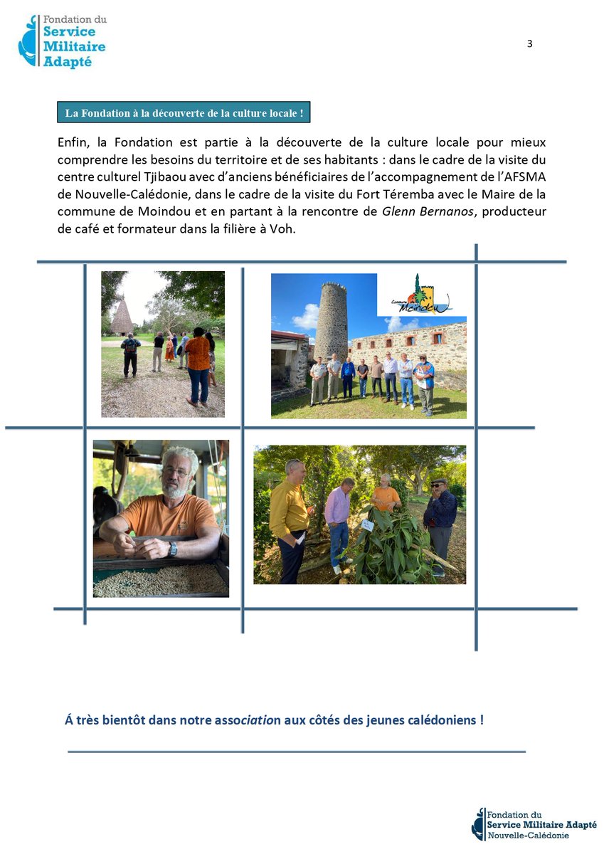👉 Suite et fin de notre portrait sur l’association de la Fondation du SMA de Nouvelle-Calédonie.

👌 Pour finir en beauté, nous vous proposons, comme à notre habitude pour chaque territoire, une revue des actualités locales de l’association.