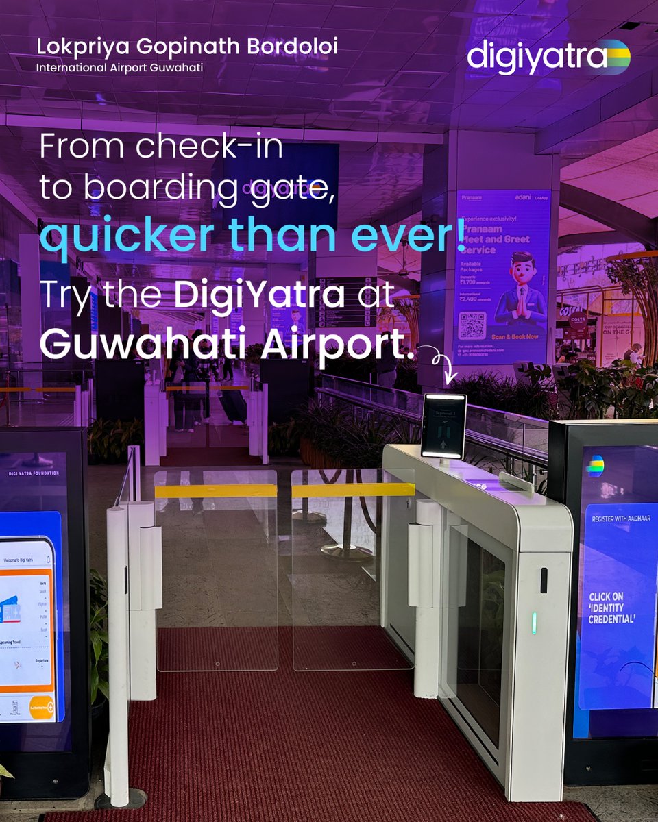 With #DigiYatra, your airport check-ins at #GuwahatiAirport are now as smooth as you can imagine.  

Choose the paperless and faster way of travel and save a lot of time, or explore more of what you love at the airport.

#LGBIA #Guwahati #Airport #Aviation #SmartTravel