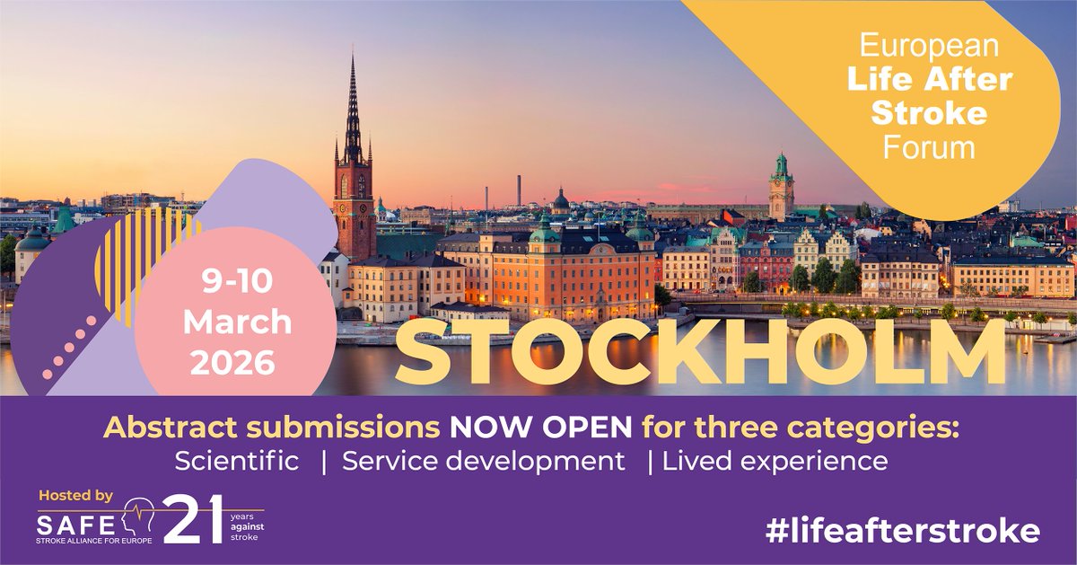 📢 Call for abstracts: #ELASF2026

Share your work on life after stroke with our international stroke community. 
Now accepting submissions in:
1. Scientific research and Service development (by 7 October 2025)
2. Lived experience (by 8 Aug 2025)

🔗 bit.ly/3SUDbPg