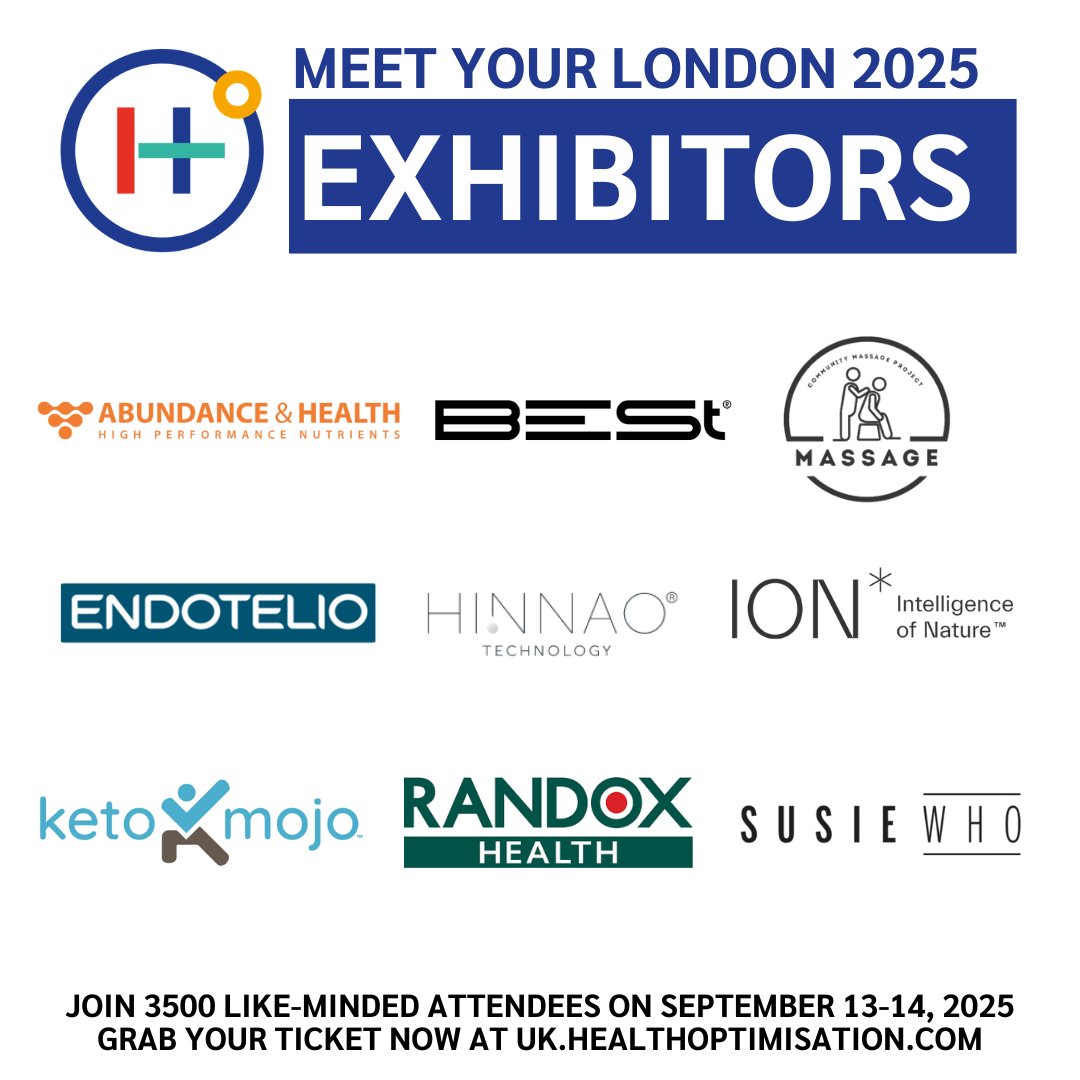 Health Optimisation Summit (@hosummit) on Twitter photo Meet the latest 9 transformative brands joining us at the Health Optimisation Summit UK 2025! 🌟
1️⃣Abundance and Health
2️⃣ <a href="/BestbyJeeCee/">Best By JeeCee</a>
3️⃣ Community Massage Project
4️⃣ Endotelio
5️⃣ <a href="/HinnaoTech/">HINNAO™</a>
6️⃣ ION*
7️⃣ <a href="/KetoMojo/">Keto-Mojo</a>
8️⃣ <a href="/RandoxHealth/">Randox Health</a>
9️⃣ Susie Who
🎟️ uk.healthoptimisation.com Meet the latest 9 transformative brands joining us at the Health Optimisation Summit UK 2025! 🌟
1️⃣Abundance and Health
2️⃣ <a href="/BestbyJeeCee/">Best By JeeCee</a>
3️⃣ Community Massage Project
4️⃣ Endotelio
5️⃣ <a href="/HinnaoTech/">HINNAO™</a>
6️⃣ ION*
7️⃣ <a href="/KetoMojo/">Keto-Mojo</a>
8️⃣ <a href="/RandoxHealth/">Randox Health</a>
9️⃣ Susie Who
🎟️ uk.healthoptimisation.com
