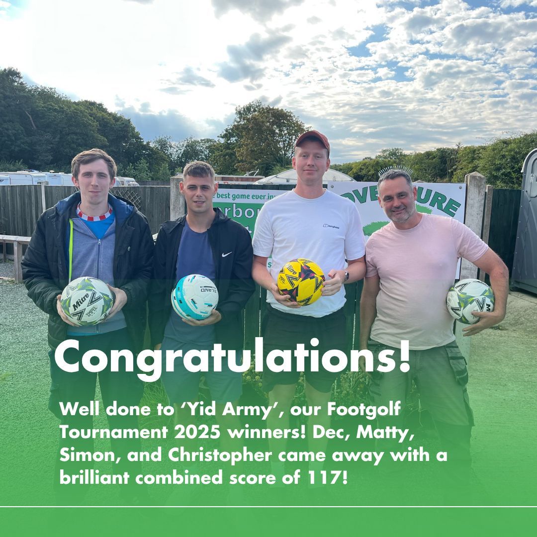 🏆 Congratulations to Our Footgolf Tournament 2025 Champions! 🏆

A massive shoutout to our winners, who sealed the victory with a brilliant combined score of 117! Thank you to everyone who participated ⚽️⛳️