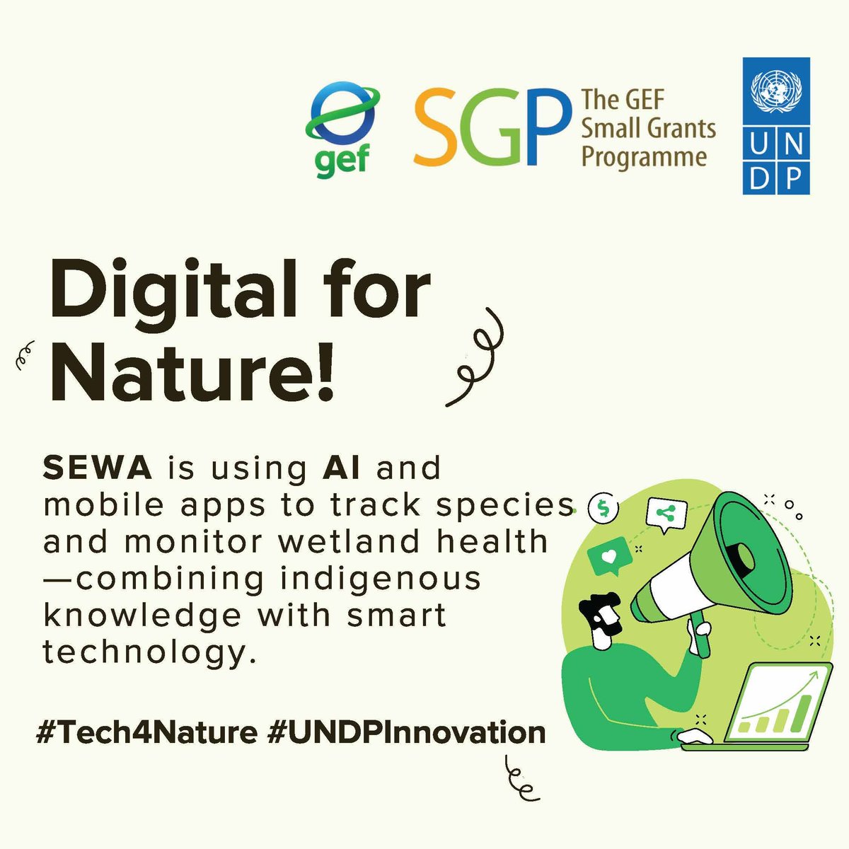UNDP Zimbabwe (@undpzimbabwe) on Twitter photo 📱🌍 Digital for Nature! SEWA is using AI & mobile apps 🤖📲 to track species & monitor wetland health—blending indigenous knowledge with cutting-edge tech. Innovation meets conservation! 🌿💡
#Tech4Nature #UNDPIinnovation <a href="/UNDP/">UN Development</a> <a href="/theGEF/">Global Environment Facility (GEF)</a> @UNDP_SGP #AIforGood 📱🌍 Digital for Nature! SEWA is using AI & mobile apps 🤖📲 to track species & monitor wetland health—blending indigenous knowledge with cutting-edge tech. Innovation meets conservation! 🌿💡
#Tech4Nature #UNDPIinnovation <a href="/UNDP/">UN Development</a> <a href="/theGEF/">Global Environment Facility (GEF)</a> @UNDP_SGP #AIforGood