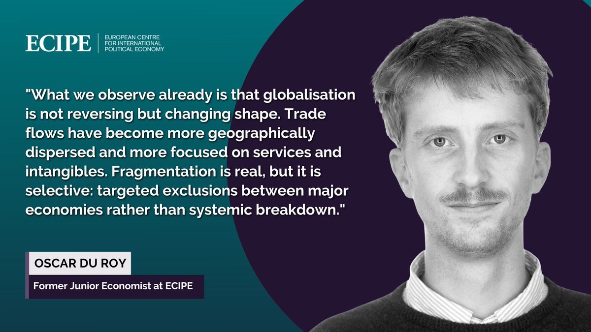ECIPE (@ecipe) on Twitter photo Despite tariffs and geopolitical tensions, global trade volumes aren't declining, just slowing and shifting. Services and intangibles are driving growth, and trade flows are redistributing, with "neutral" economies playing a key role.
Read <a href="/duroyOsc/">du roy Oscar</a> ➡️ buff.ly/sVJYlbg Despite tariffs and geopolitical tensions, global trade volumes aren't declining, just slowing and shifting. Services and intangibles are driving growth, and trade flows are redistributing, with "neutral" economies playing a key role.
Read <a href="/duroyOsc/">du roy Oscar</a> ➡️ buff.ly/sVJYlbg