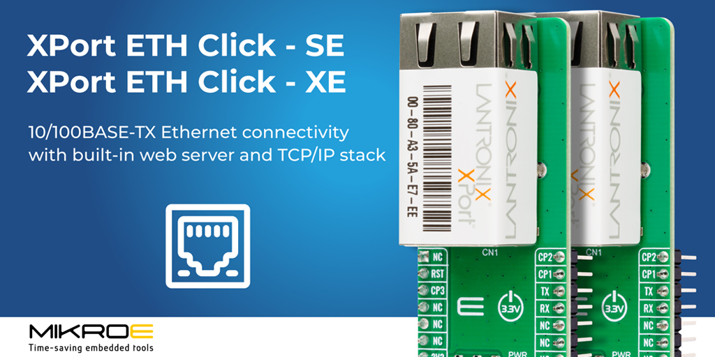 ElectronicaAzi's tweet image. MikroElektronika unveils the new Click Board: Xport ETH, offering Ethernet connectivity for embedded systems. This compact module simplifies integration of high-speed wired networking into microcontroller projects.
| More info at: international.electronica-azi.ro/new-click-boar…
#MikroElektronika…
