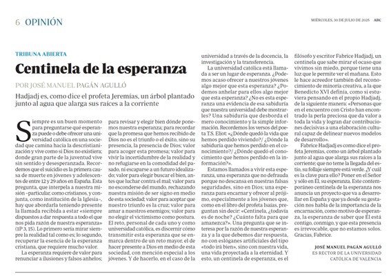 Fabrice Hadjadj, un centinela de esperanza, que sabe mirar el ocaso que vivimos sin miedo, porque tiene una luz que le permite ver el mañana. Esto le hace acreedor también del reconocimiento de minoría creativa, esto es, “personas que en el encuentro con Cristo han encontrado la