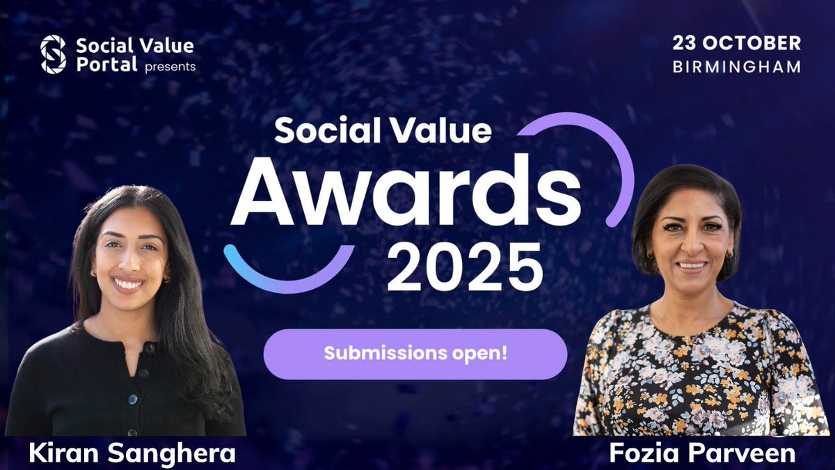 Submissions are open for the 2025 National Social Value Awards. This year Overbury’s Kiran Sanghera &amp; Fozia Parveen taking their place on the judging panel. 👏

🔗 Submissions close on 7/8/2025 - don’t miss your chance to get involved:
conference.socialvalueportal.com/awards

#SocialValue