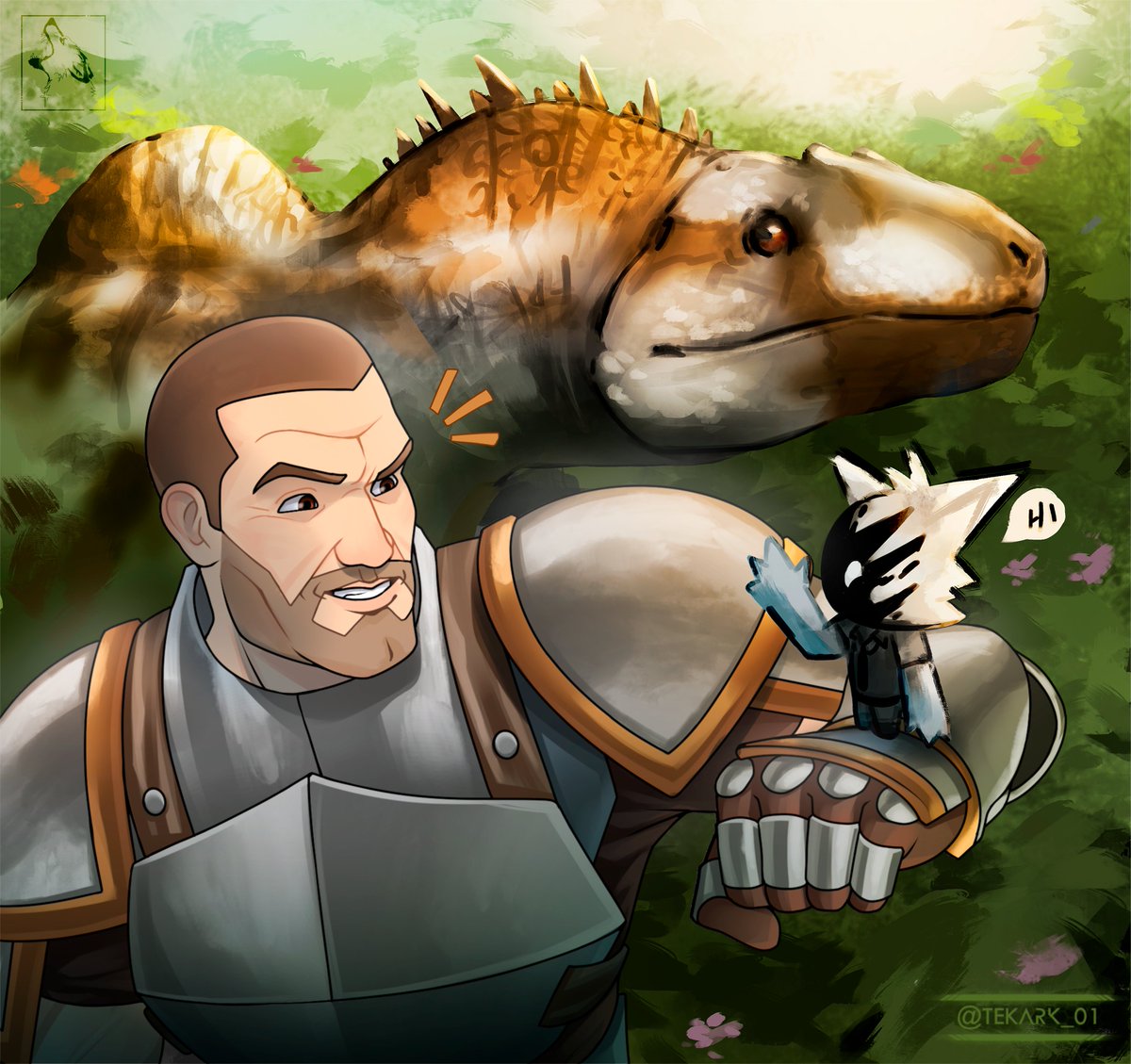 Art collab with <a href="/TekARK_01/">TekARK</a>  ⚔️
 (The dino is a baby acrocanthosaurus)
#Arkart #playark #artcollab #ocart