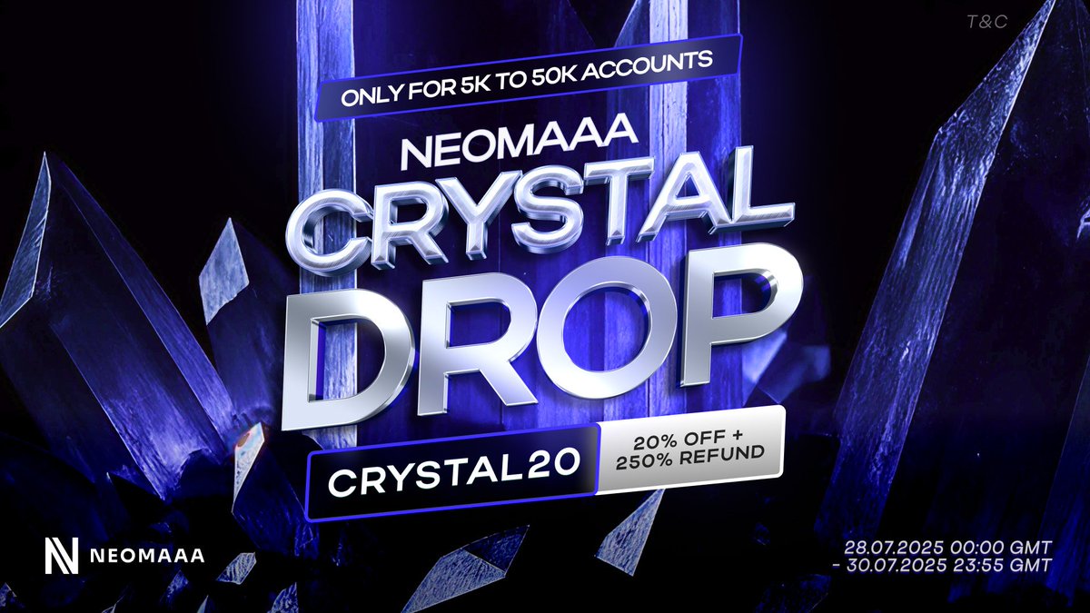 Jeff Tom (@jefftomceo) on Twitter photo 💎THE CRYSTAL DROP IS HERE! 💎
🚀 Serious about trading? This one’s for you.
🎯 20% OFF + 250% REIMBURSEMENT
<a href="/neomaaafunds/">NeomAAA Funds | Prop Trading Firm</a> Yes, we pay you to trade!
💳 Use code CRYSTAL20 — valid for $5K to $50K accounts.
💰 How it works:
✅ 100% back on your 1st withdrawal
✅ 100% + 50% back 💎THE CRYSTAL DROP IS HERE! 💎
🚀 Serious about trading? This one’s for you.
🎯 20% OFF + 250% REIMBURSEMENT
<a href="/neomaaafunds/">NeomAAA Funds | Prop Trading Firm</a> Yes, we pay you to trade!
💳 Use code CRYSTAL20 — valid for $5K to $50K accounts.
💰 How it works:
✅ 100% back on your 1st withdrawal
✅ 100% + 50% back