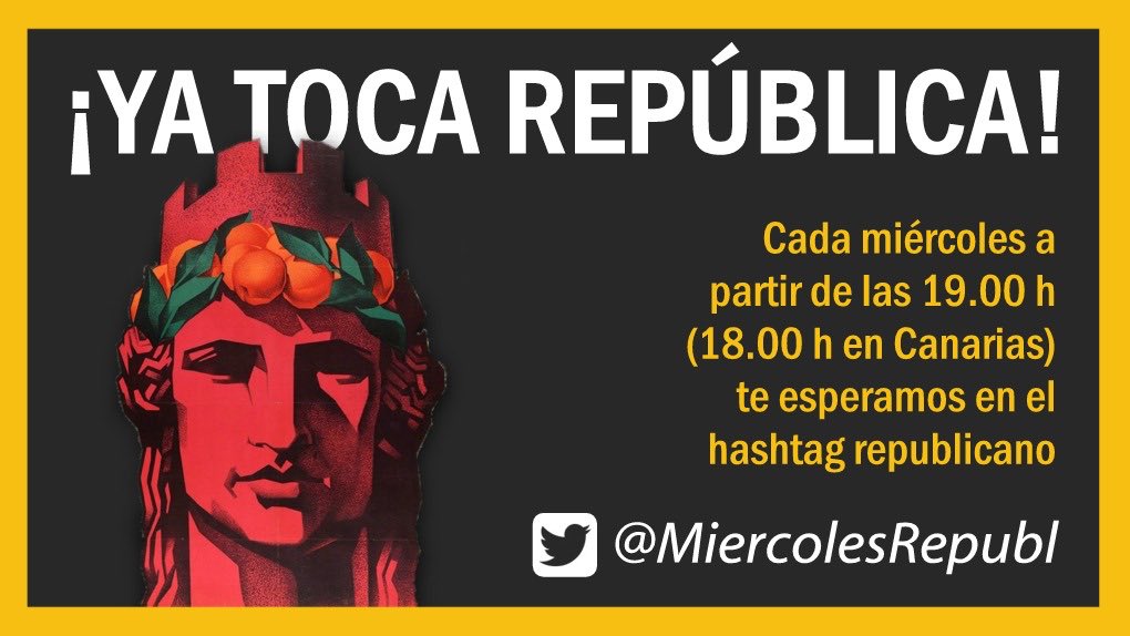 Nora 👀🍀♣️🇺🇾 (@nora1234938) on Twitter photo ¿Cansad@ de los Borbones , su corrupción y su inutilidad?…
Recuerda que hoy miércoles a partir de las 19.00 h (18.00 h en Canarias) tuiteamos por la III República con el hashtag de <a href="/MiercolesRepubl/">Miércoles Republicano ❤️💛💜</a>, ¡no faltes! ❤️💛💜 ¿Cansad@ de los Borbones , su corrupción y su inutilidad?…
Recuerda que hoy miércoles a partir de las 19.00 h (18.00 h en Canarias) tuiteamos por la III República con el hashtag de <a href="/MiercolesRepubl/">Miércoles Republicano ❤️💛💜</a>, ¡no faltes! ❤️💛💜