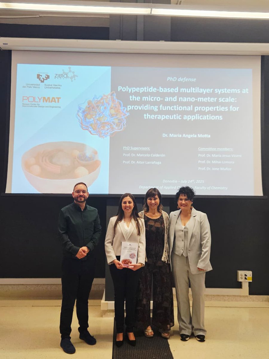 CalderonLab (@calderon_lab) on Twitter photo Congratulations M.A. Motta for the succesfull defense of your PhD thesis!! Many thanks to the evaluators <a href="/mihailomora/">Mihai Lomora</a> <a href="/MariaJVicent1/">Maria J. Vicent</a> <a href="/Jone_MuUg/">Jone Muñoz Ugartemendia</a> for the vivid discussion and <a href="/Aitor_ZIBIO/">Aitor Larrañaga</a> for the co-supervision of the thesis.
@POLYMAT_BERC, <a href="/Ikerbasque/">Ikerbasque</a>, <a href="/ehu_kimika/">Kimika Fakultatea UPV/EHU</a> Congratulations M.A. Motta for the succesfull defense of your PhD thesis!! Many thanks to the evaluators <a href="/mihailomora/">Mihai Lomora</a> <a href="/MariaJVicent1/">Maria J. Vicent</a> <a href="/Jone_MuUg/">Jone Muñoz Ugartemendia</a> for the vivid discussion and <a href="/Aitor_ZIBIO/">Aitor Larrañaga</a> for the co-supervision of the thesis.
@POLYMAT_BERC, <a href="/Ikerbasque/">Ikerbasque</a>, <a href="/ehu_kimika/">Kimika Fakultatea UPV/EHU</a>