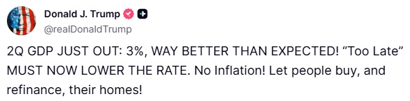 Donald J. Trump Truth Social 07.30.25 08:38 AM EST