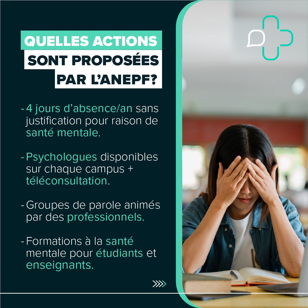 #EtudeAnepf : la santé mentale, au cœur des préoccupations étudiantes en 2025. 

📷 78 % des étudiants en pharmacie déclarent que leurs études aggravent leur anxiété et 62 % d’entre eux n’ont jamais consulté de professionnel malgré leur mal-être.

En partenariat avec L’@ANEPF.