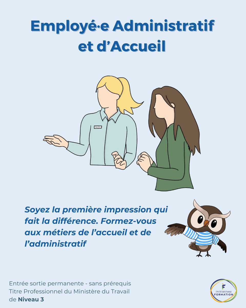 IF_BZH's tweet photo. Découvrez votre potentiel dans le secteur de l'accueil et de l'administration avec notre formation Employé·e Administratif et d'Accueil ! Aucun prérequis nécessaire, juste votre motivation.

#formation #professionnel #emploi #projet #bretagne #finistère #recrutement #changerdevie https://t.co/8ilBp86hrd